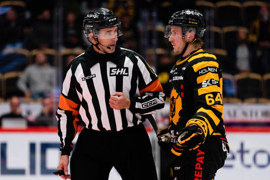 Domare Linus Öhlund och Skellefteås Jonathan Pudas