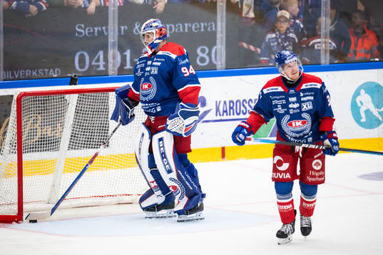 Oskarshamns målvakt Marek Langhamer och Niclas Burström