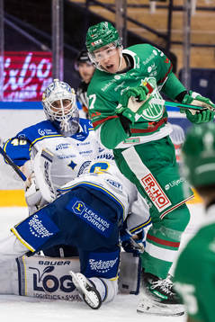 Leksands målvakt Mantas Armalis och Rögles Albin Sundsvik