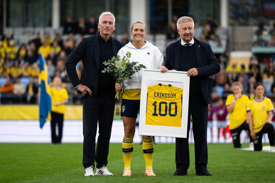 Magdalena Eriksson of Sweden is celebrated for playing 100