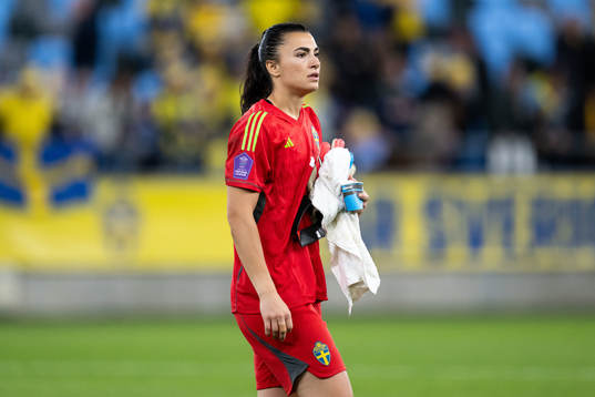 Goalkeeper Zecira Musovic of Sweden looks dejected