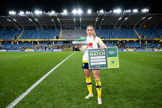 Elin Rubensson of Sweden receives Player of the match award
