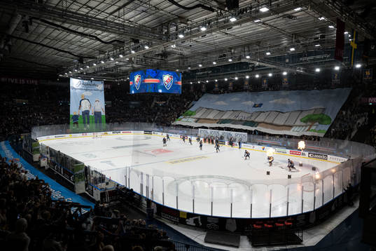 Djurgårdens supportrar med ett tifo