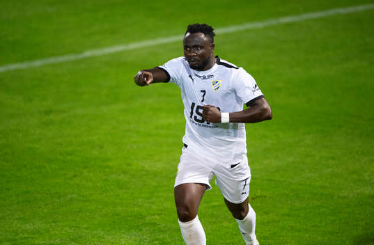 IFK Malmös Edafe Egbedi jublar över sitt mål i matchen i