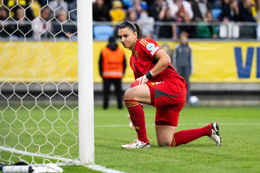 Goalkeeper Zecira Musovic of Sweden looks dejected