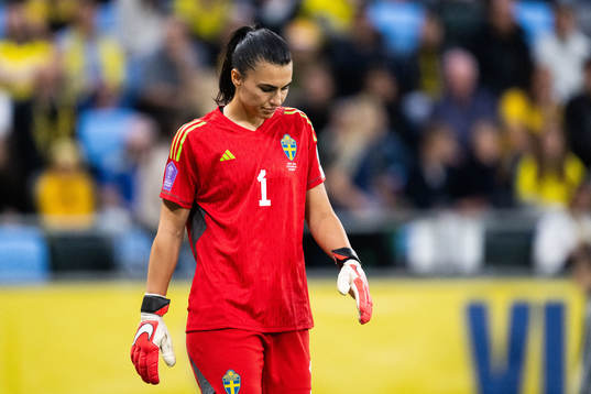 Goalkeeper Zecira Musovic of Sweden looks dejected