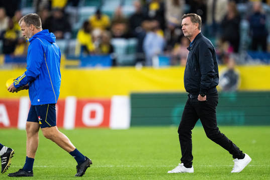 Head coach Peter Gerhardsson of Sweden looks dejected