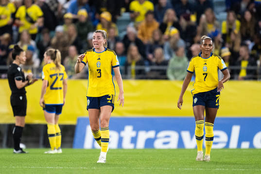 Linda Sembrant and Madelen Janogy of Sweden looks dejected