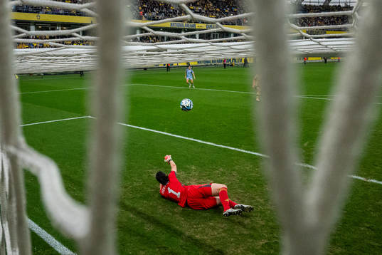 Athenea del Castillo of Spain (not pictured) scores 1-1