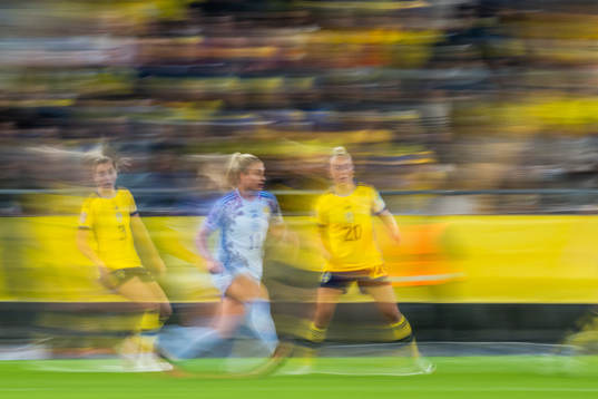 Linda Sembrant and Hanna Bennison of Sweden defend against