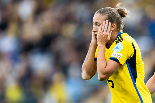 Filippa Angeldahl of Sweden looks dejected
