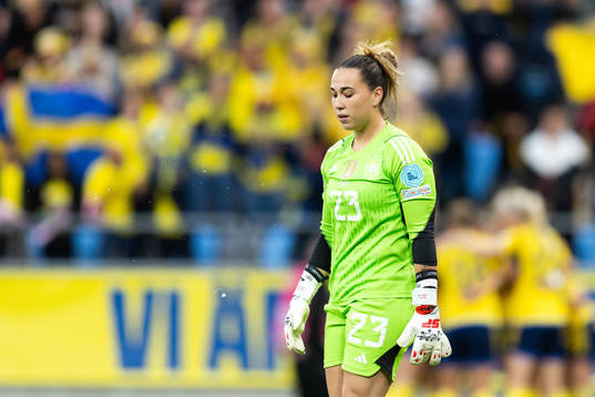 Goalkeeper Cata Coll of Spain looks dejected