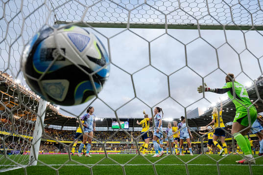 Magdalena Eriksson of Sweden scores 1-0 behind goalkeeper