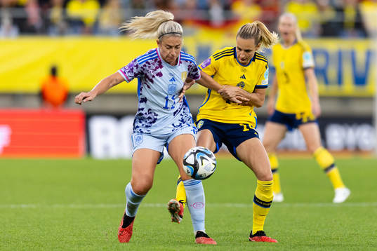 Alexia Putellas of Spain and Nathalie Björn of Sweden