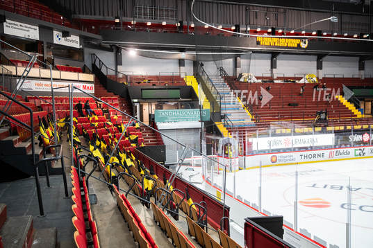Stängsel runt bortasektionen i Monitor ERP Arena