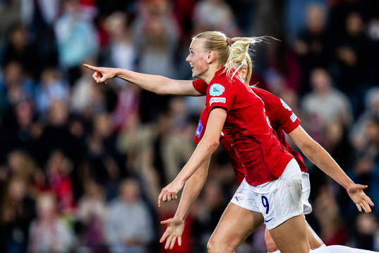 Karina Sævik of Norway celebrates
