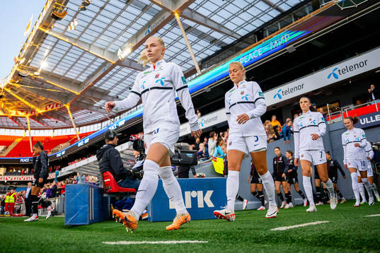 Thea Bjelde of Norway enters the pitch