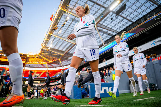 Frida Maanum of Norway enters the pitch