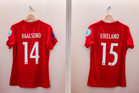 The kits of Lisa Naalsund and Amalie Eikeland of Norway in