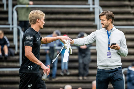 Landskronas målvakt Svante Hildeman och kommunikatör