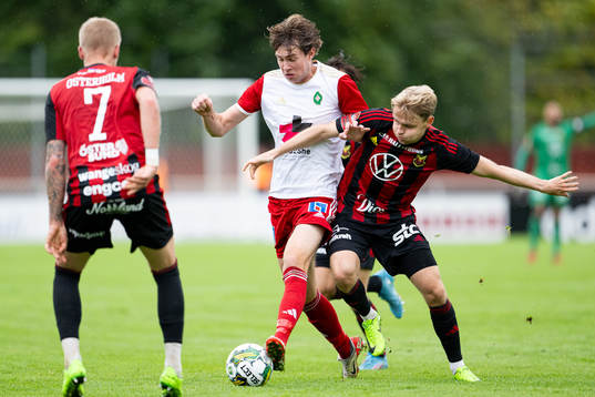 Skövde AIKs Mikael Mörk och Östersunds Simon Marklund