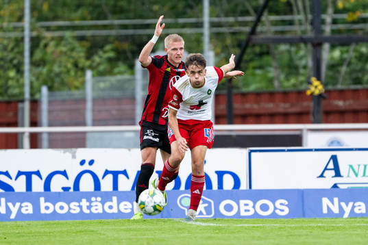 Östersunds Andre Österholm och Skövde AIKs Isak Vidjeskog
