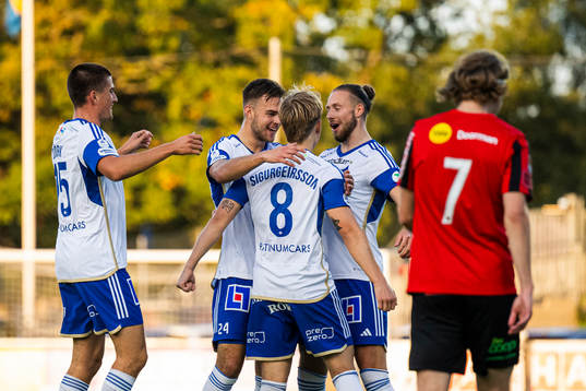 IFK Norrköpings Isak Andri Sigurgeirsson jublar med