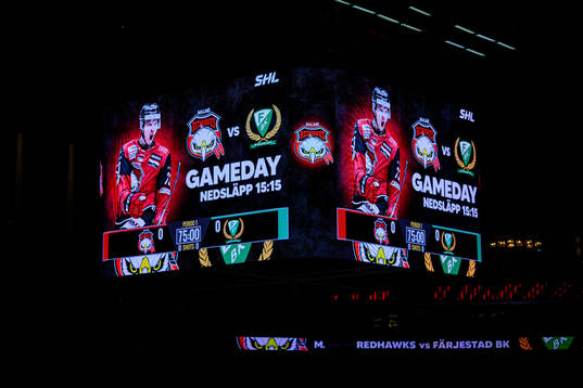 Jumbotronen visar information om gameday nedsläpp