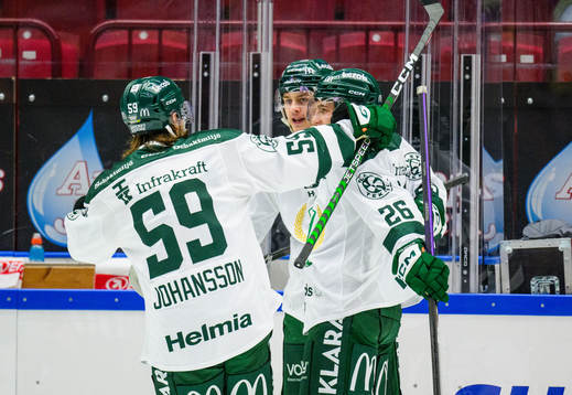 Färjestads Lucas Forsell, Linus Johansson och Joel