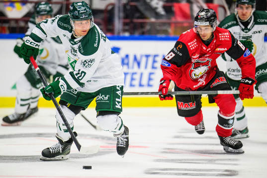 Färjestads Marcus Nilsson och Malmö Redhawks Johan