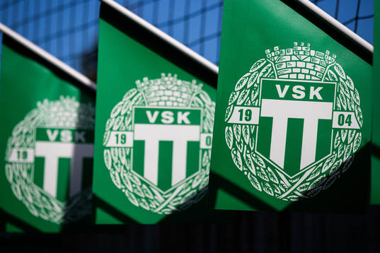 Västerås SKs emblem på en flagga