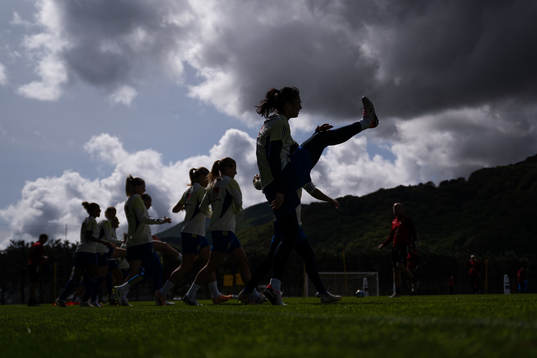 Silhouette of goalkeeper Zecira Musovic of the Swedish