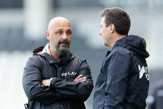 Utsiktens manager Bosko Orovic och Trelleborgs tränare