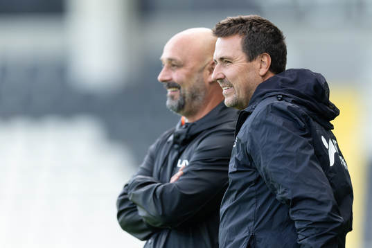 Utsiktens manager Bosko Orovic och Trelleborgs tränare