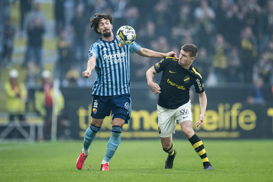 Djurgårdens Gustav Wikheim och AIKs Mads Døhr Thychosen