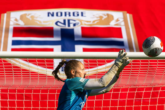 Goalkeeper Aurora Mikalsen of the Norwegian women's