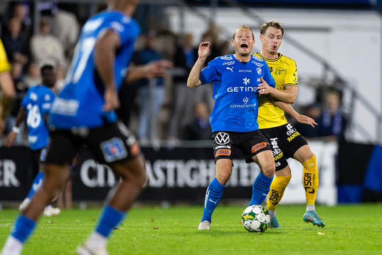Halmstads Joel Allansson och Elfsborgs Simon Hedlund