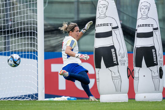Goalkeeper Jennifer Falk of the Swedish women's national
