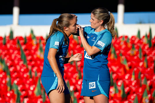 Guro Reiten and Maren Mjelde of the Norwegian women's