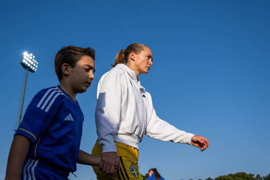 Magdalena Eriksson of Sweden enter the pitch
