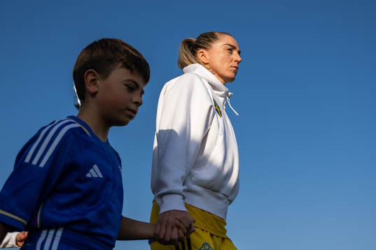 Linda Sembrant of Sweden enter the pitch