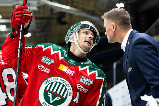 Frölundas Nicklas Lasu och tränare Roger Rönnberg