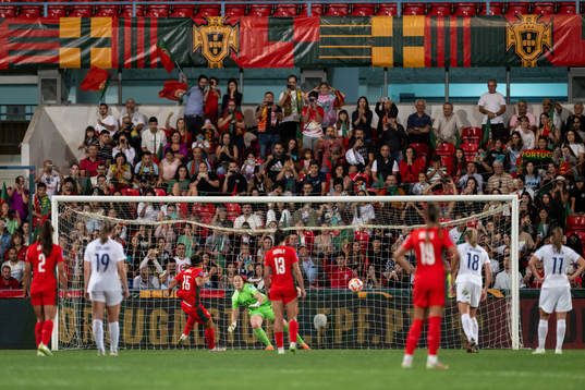 Carole Costa of Portugal scores 3-2