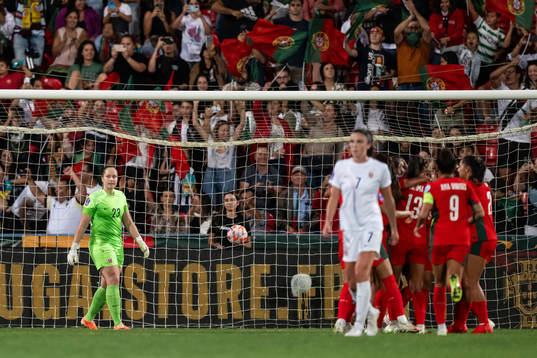 goalkeeper Aurora Mikalsen of Norway looks dejected