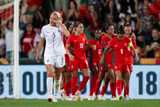 Guro Bergsvand of Norway looks dejected