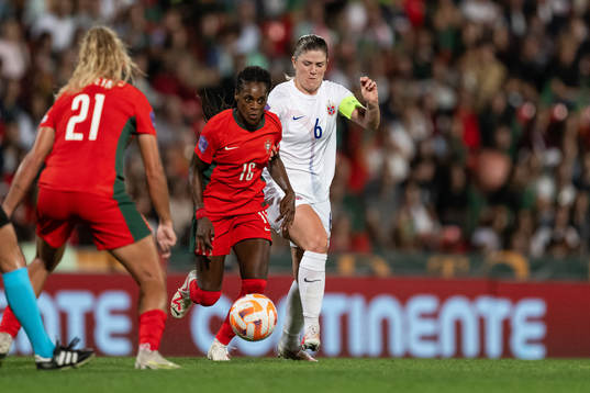 Diana Silva of Portugal and Maren Mjelde of Norway
