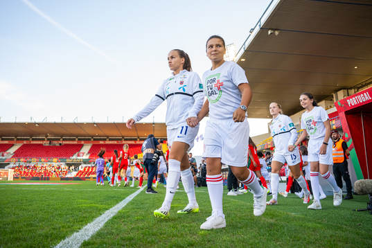 Guro Reiten of Norway enters the pitch