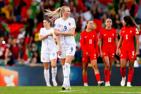 Karina Sævik of Norway looks dejected