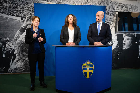 Svenska Fotbollförbundets Petra Thorén, presschef, Andrea