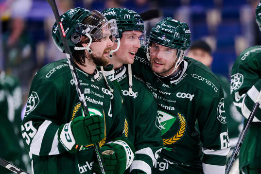 Färjestads Linus Johansson, Mattias Göransson och Carl